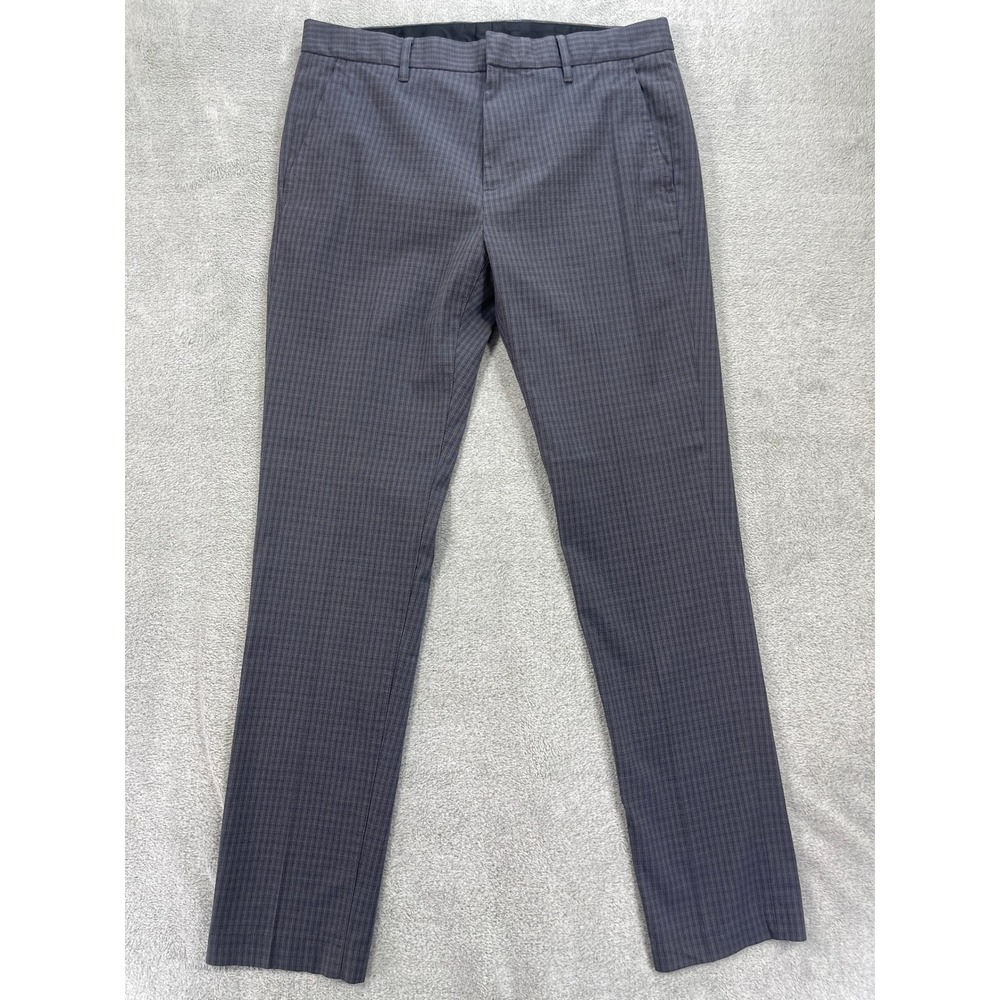Bonobos Chinos Men 33/32 Gray Thursday Tailored Fit Cotton Blend Stretch Plaid